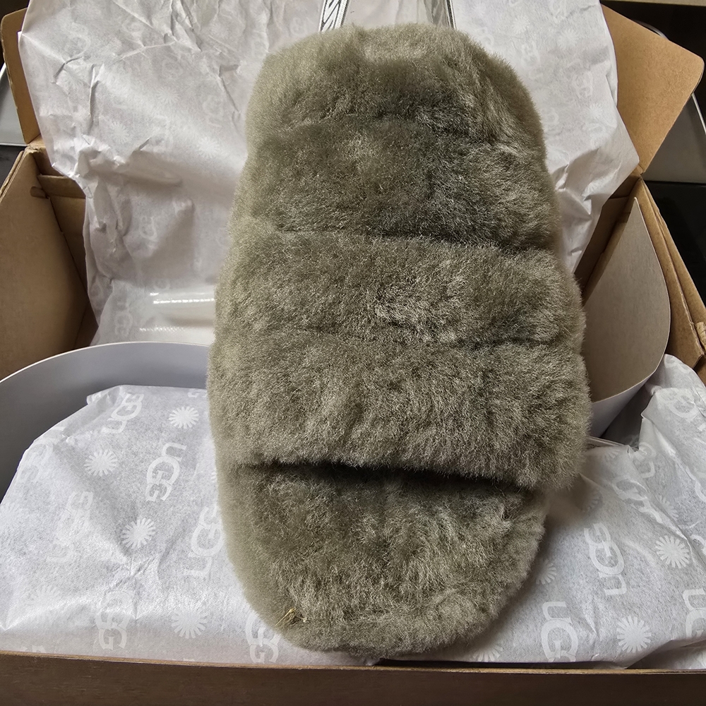 UGG Fluffy Olive Green Slippers